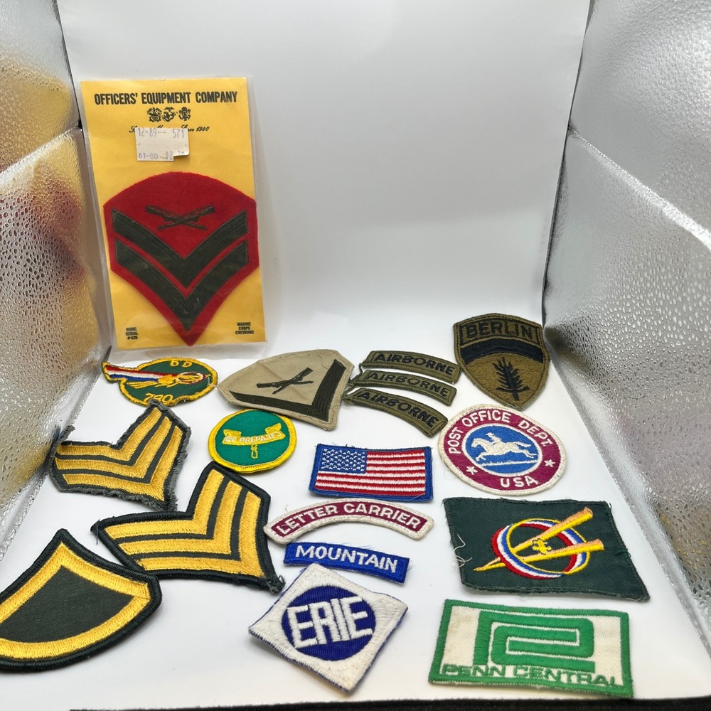 Vtg Patch Lot USMC Officers Equipment Co Postal Penn Central Railroad Military